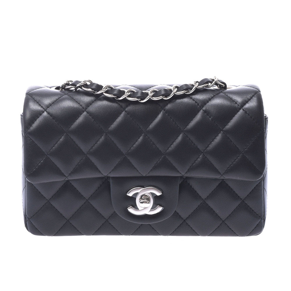 CHANEL シャネル マトラッセ ミニフラップバッグ 黒 シルバー金具