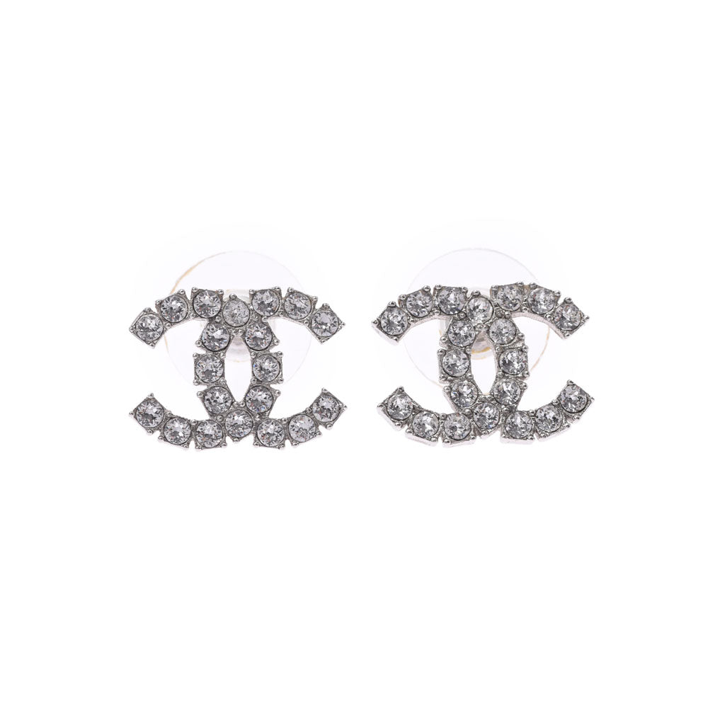 良品】CHANEL シャネル ココマーク ピアス ラインストーン パール A 