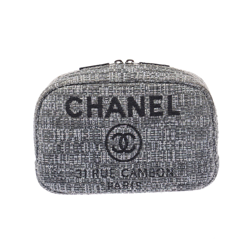 CHANEL シャネル ドーヴィル クラッチバッグ ツイード グレー 黒