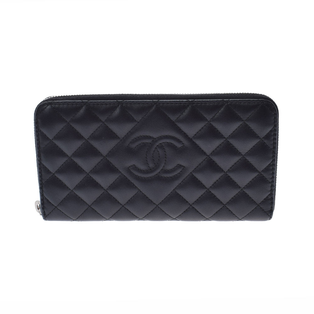 CHANEL シャネル マトラッセ ロングジップウォレット 黒 シルバー金具 レディース ラムスキン 長財布 新同 中古 - オーダー