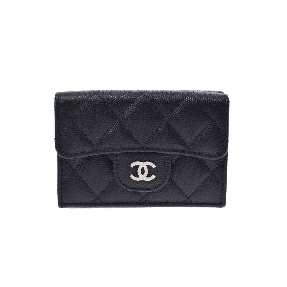 Chanel Classic Small Flap Wallet 14143 Black Silver Bracket Ladies