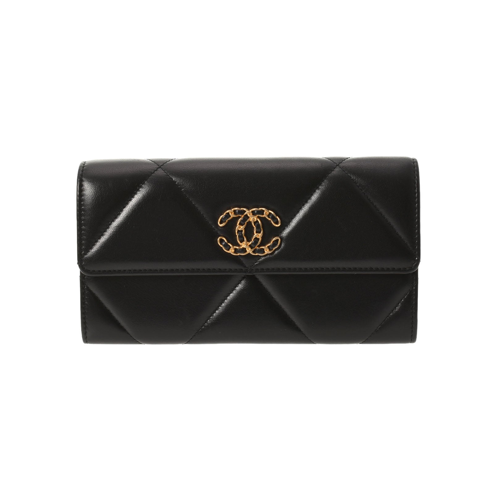 33 美品　CHANEL　マトラッセ　Wホック　フラップ　ロングウォレット　黒