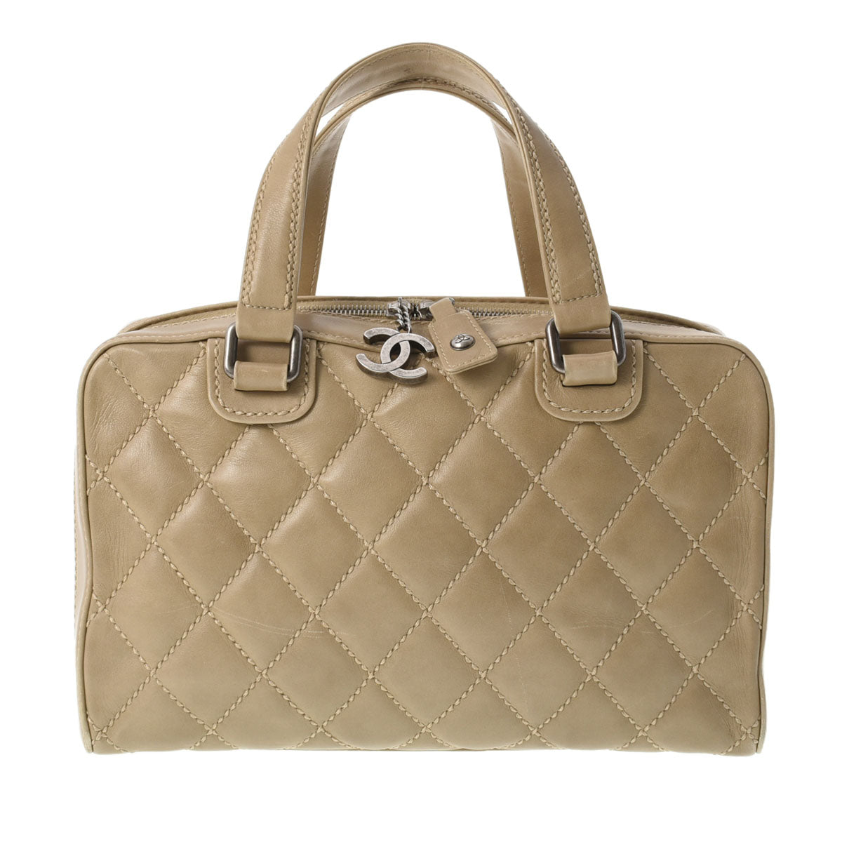 シャネルワイルドステッチ 14143 ベージュ レディース レザー