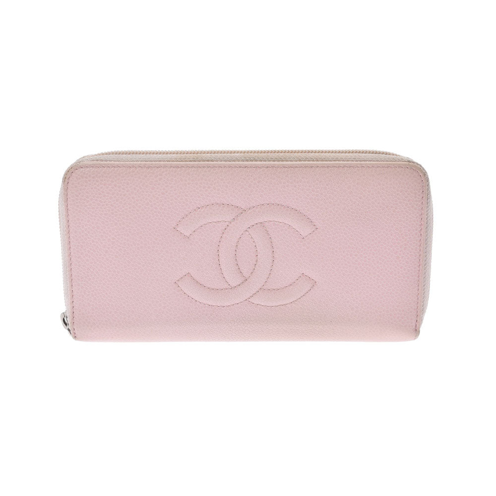 シャネルラウンドファスナー ピンク レディース 長財布 CHANEL 中古