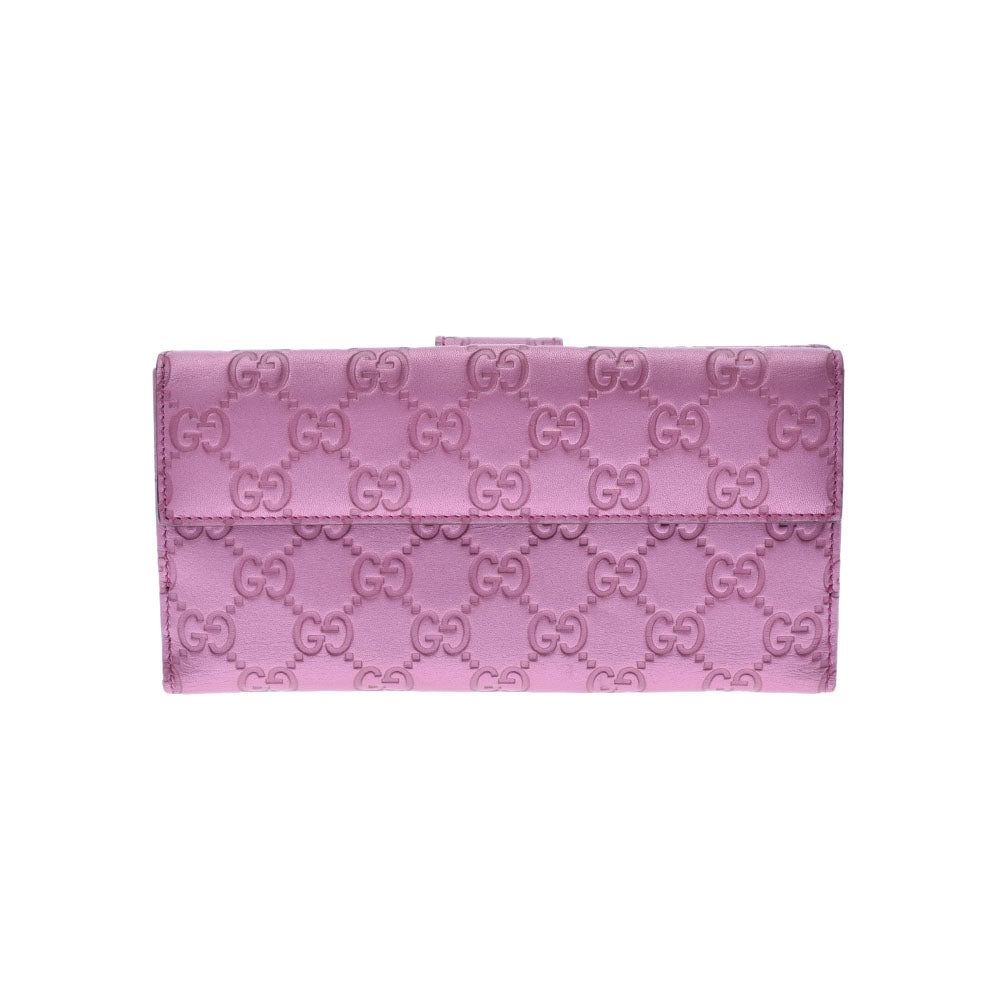グッチグッチシマ 三ツ折財布 ピンク レディース PVCコーティング 