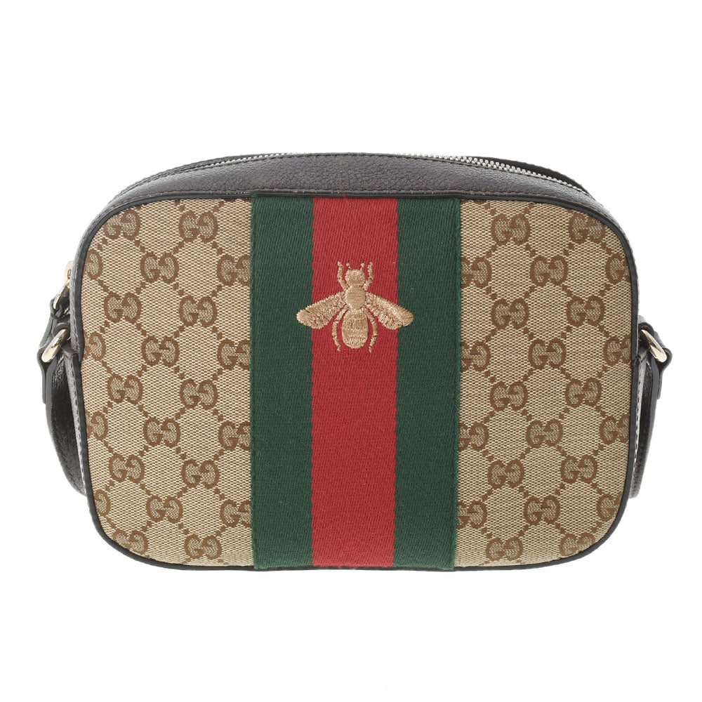 GUCCI グッチ ビー シェリーライン ブラウン ゴールド金具 412008 レディース GGキャンバス レザー ショルダーバッグ ABランク 中古  - 売れ筋介護用品も！