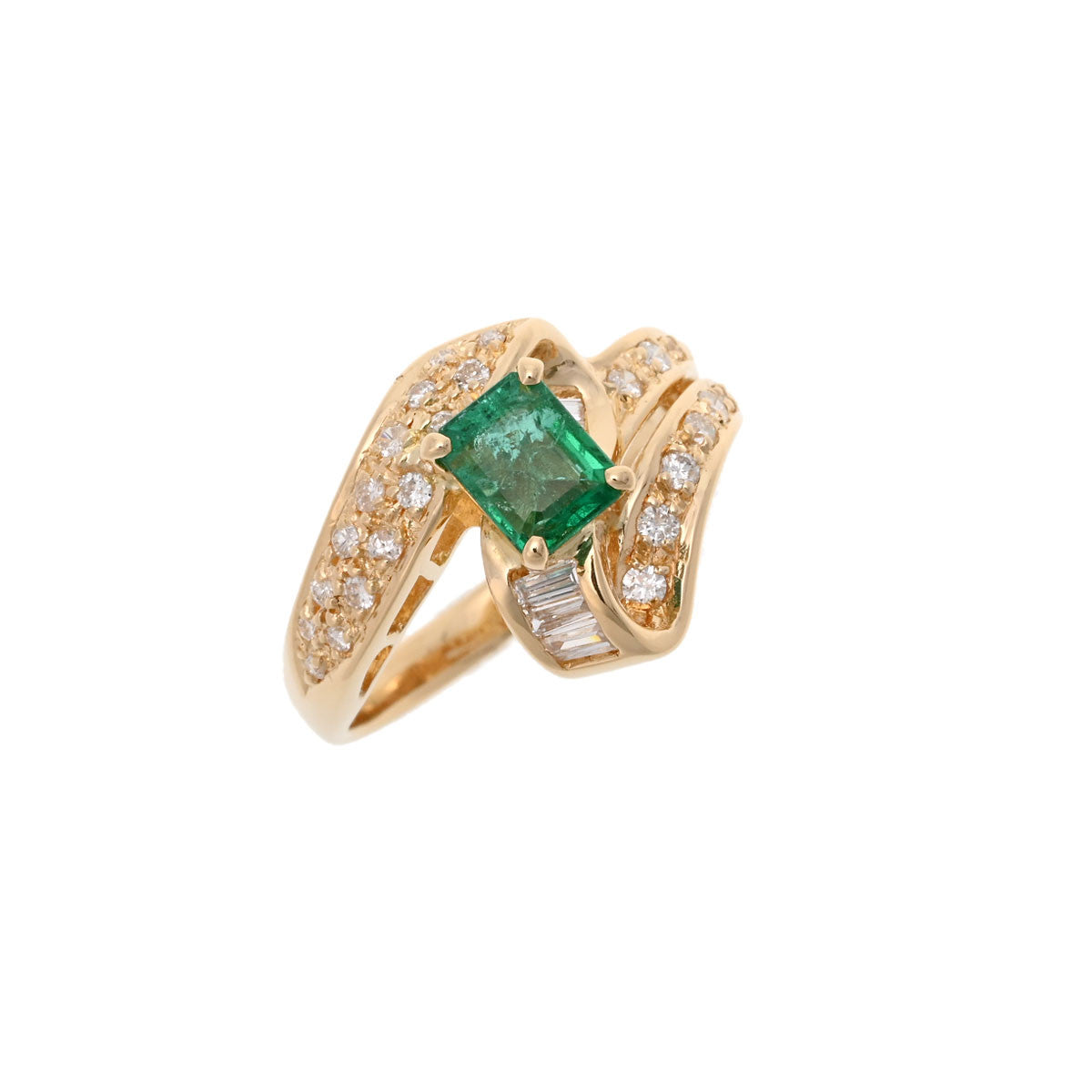その他 ダイヤ0.46ct エメラルド 12.5号 レディース K18イエロー 