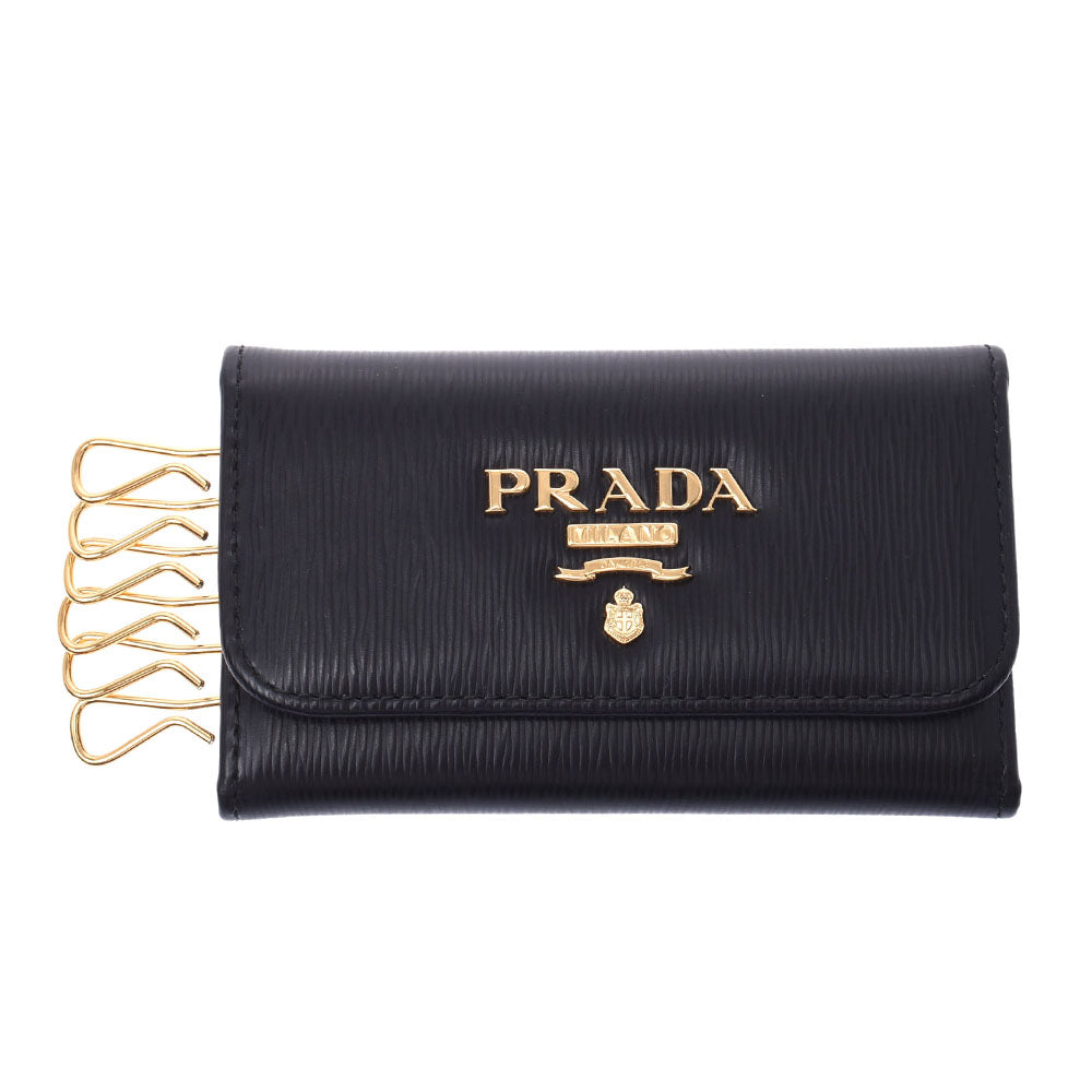 買取 比較 PRADA プラダ 6連キーケース 黒 ゴールド金具 1PG222