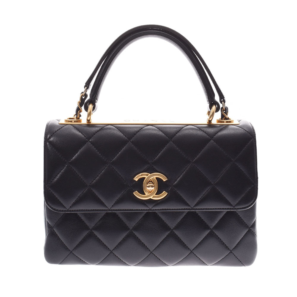 Chanel Smallt Top Handle Flapbag Black × Gold Goldness Ladies ...