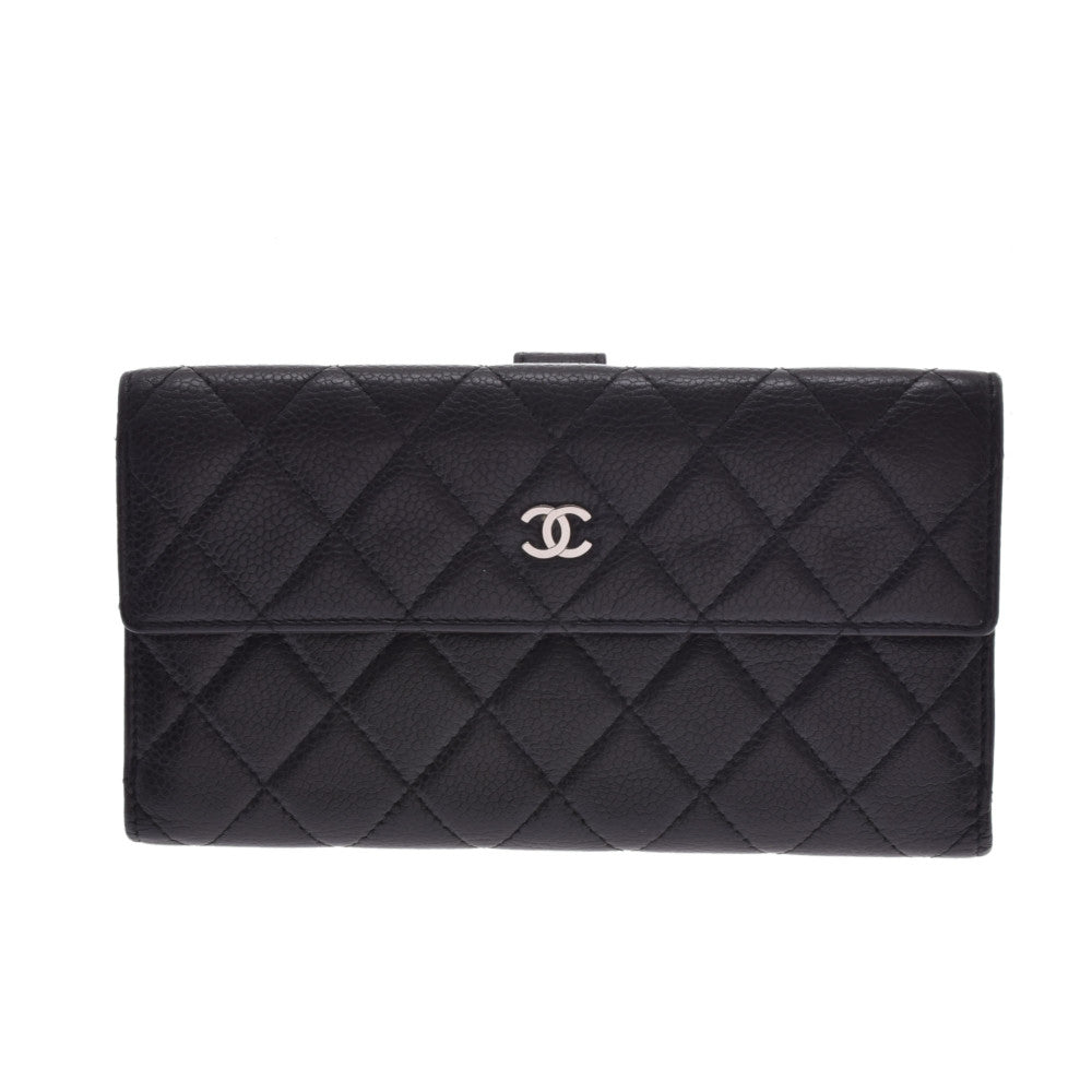 CHANEL シャネル マトラッセ 両面長財布 ブラック シルバー金具 レディース キャビアスキン 長財布 Bランク 中古 - 販売店舗限定