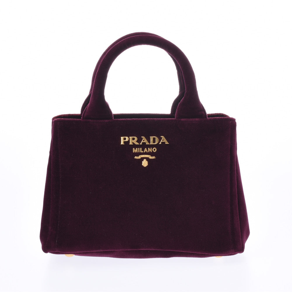 PRADA プラダ 2WAYバッグ ボルドー 1BA038 レディース ベロア 