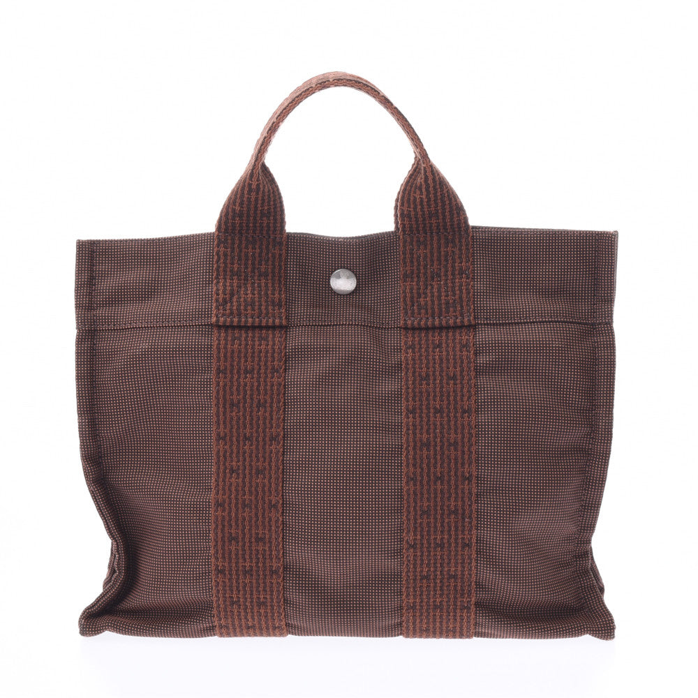 HERMES エルメス エールライン PM エルメスエールライン PM 旧型 チョコ ユニセックス キャンバス トート