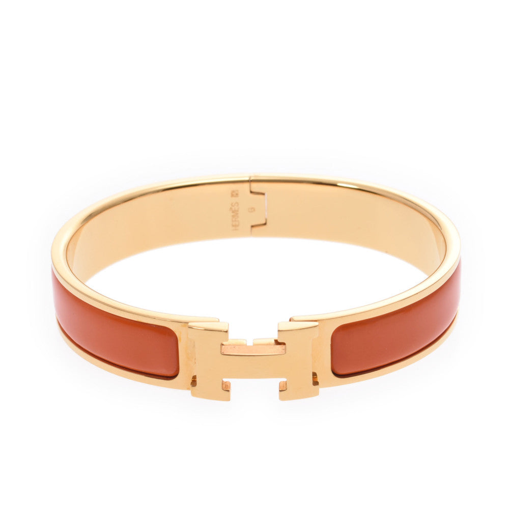 HERMES エルメス クリックアッシュ バングル オレンジ ゴールド金具 
