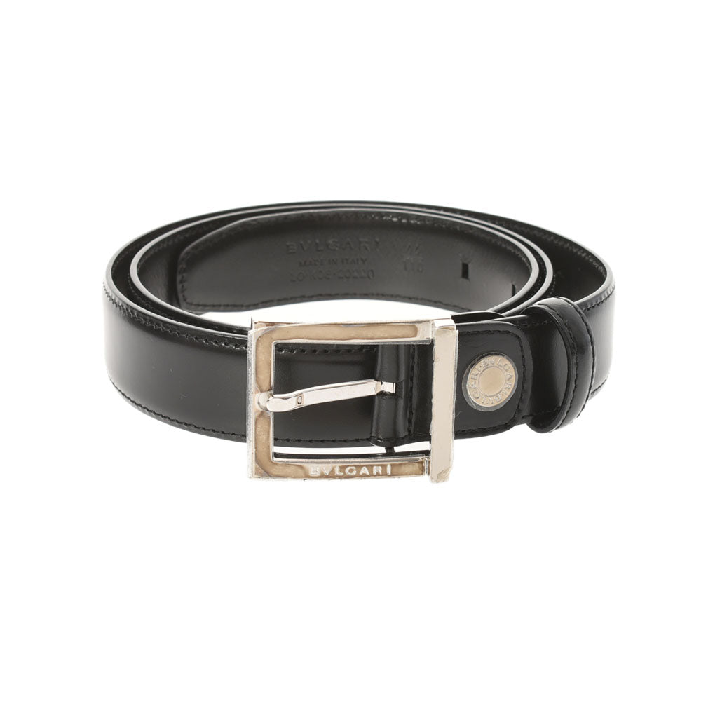 Bulgari 110cm Black Silver Bracket Men's Leather Belt 20220