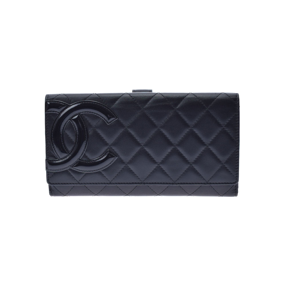 CHANEL シャネル カンボンライン 二つ折り 両面 黒/黒 レディース 