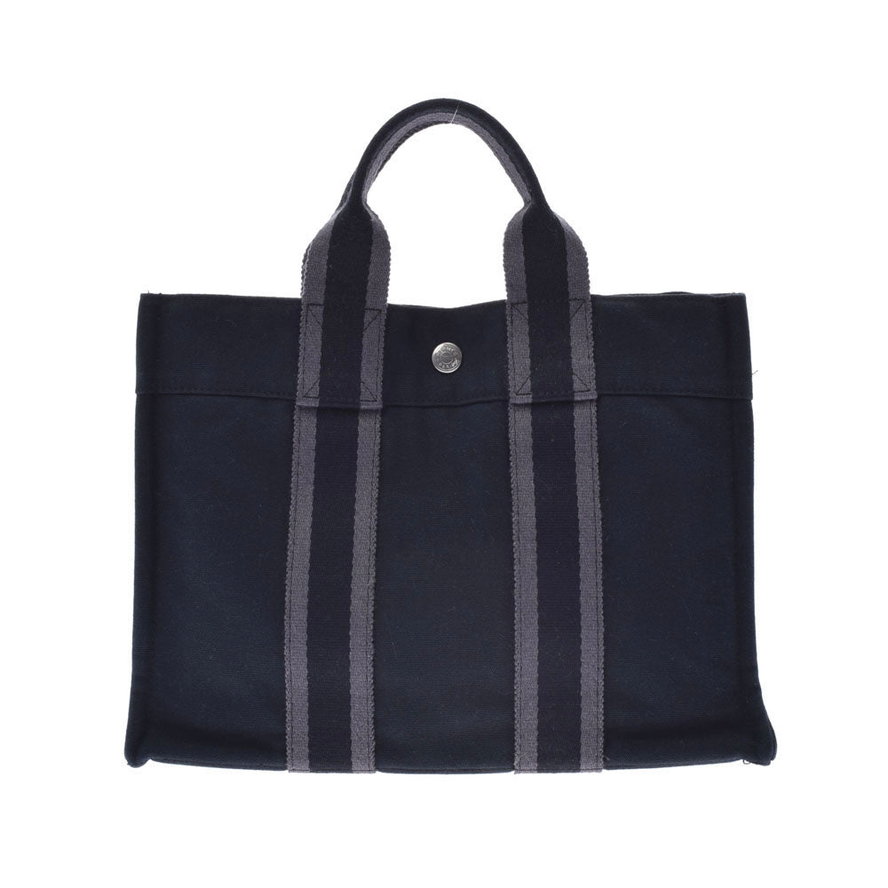 N*B様 HERMES エルメス フールトゥ PM キャンバス ブラック エルメスフールトゥ PM 黒 ユニセックス キャンバス トートバッグ