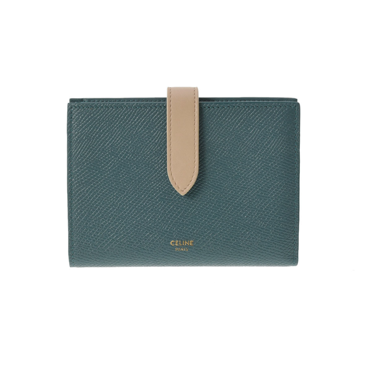 セリーヌミディアム ストラップウォレット ブルー/ベージュ ゴールド  