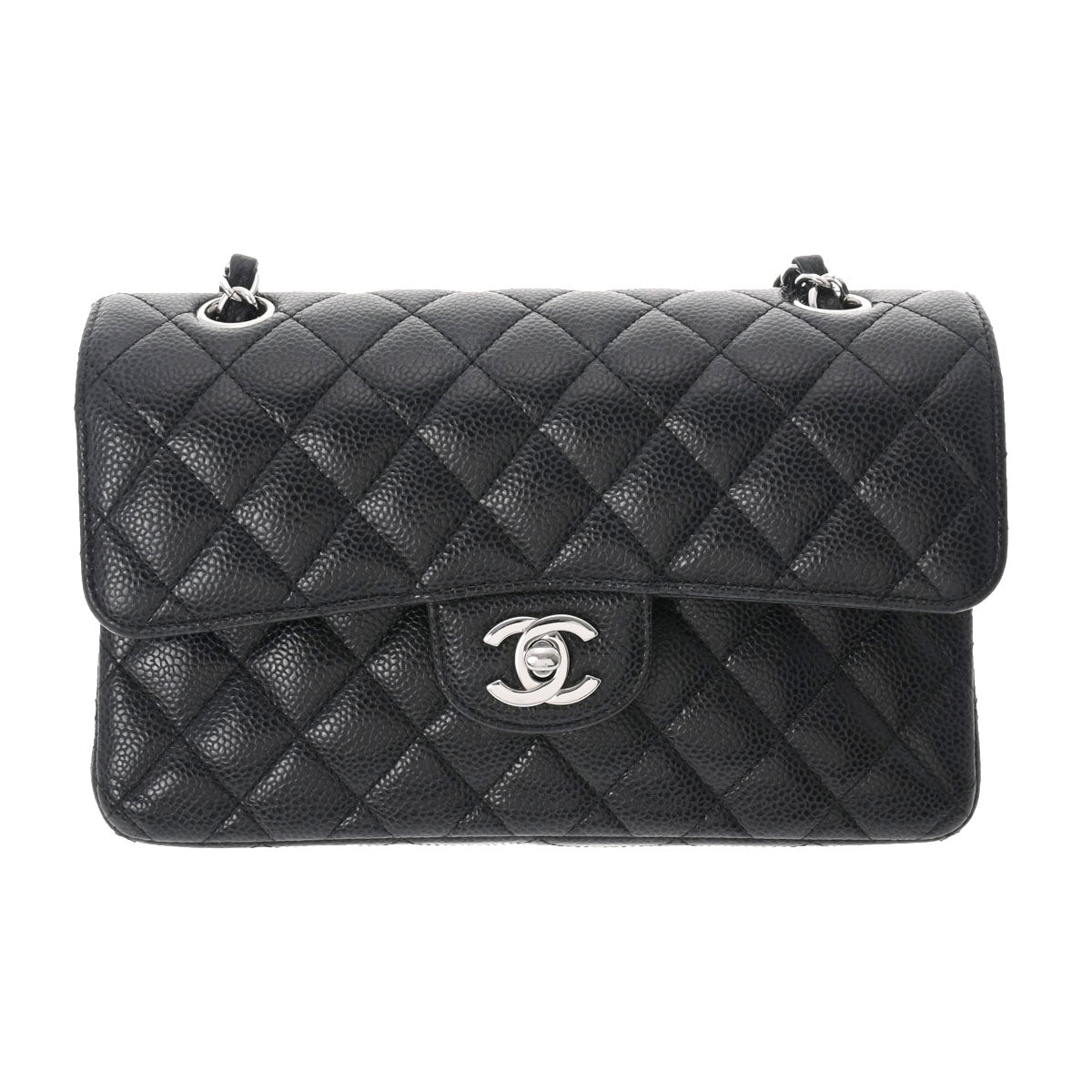 シャネル CHANEL ラウンド チェーンバッグ A70657 30番台 ブラック シルバー金具 キャビアスキン レディース ショルダーバッグ シャネル チェーンショルダーバッグ マトラッセ ココマーク ラウンド