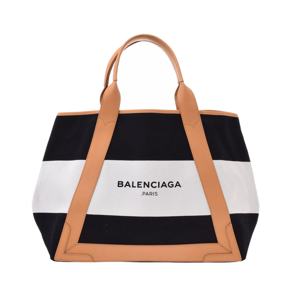 BALENCIAGA バレンシアガ ネイビーカバ XS ベージュ ピンク シルバー金具 キャンバス /レザー ハンドバッグ ショルダーバッグ レディース 402841