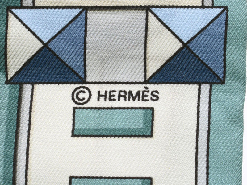 エルメス ツイリー ブルー レディース シルク100% 未使用 美品 HERMES 箱 中古 銀蔵