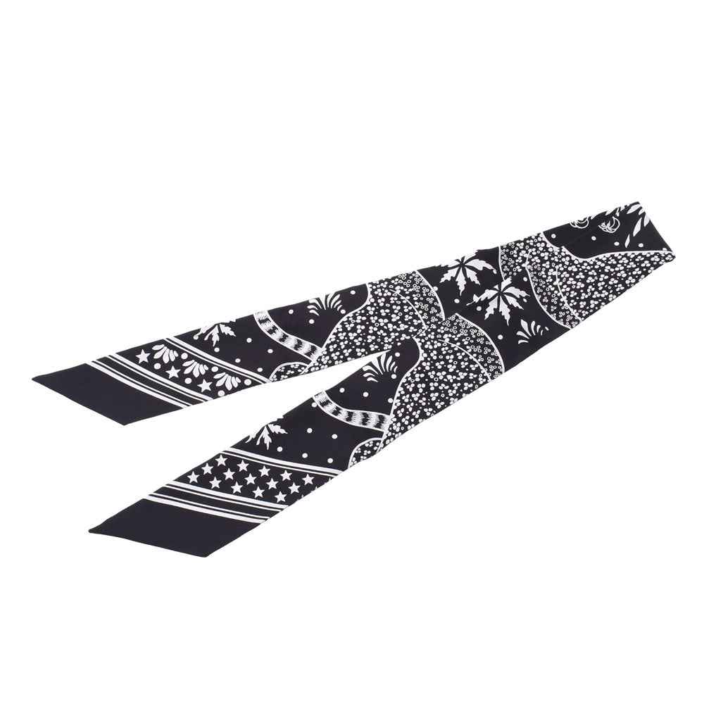 【美品】HERMES レオパード ツイリー スカーフ シルク/シルク ブラックレオパード形状