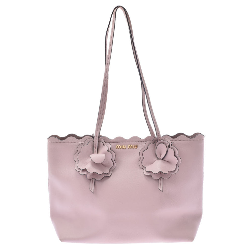 【本物保証】 美品 ミュウミュウ MIUMIU フラワー バッグチャーム 花 ピンク 白 ホワイト 5TL165