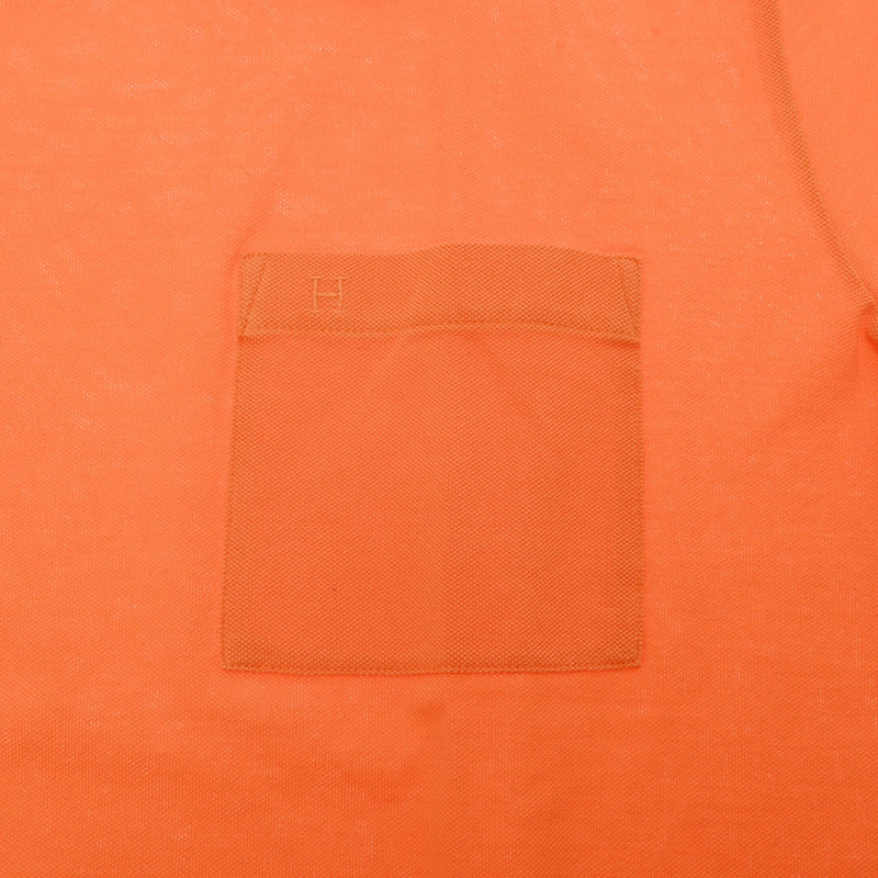 HERMES エルメス クルーネック Tシャツ H刺繍 Lサイズ オレンジ メンズ コットン100％ 半袖Ｔシャツ 新品 銀蔵
