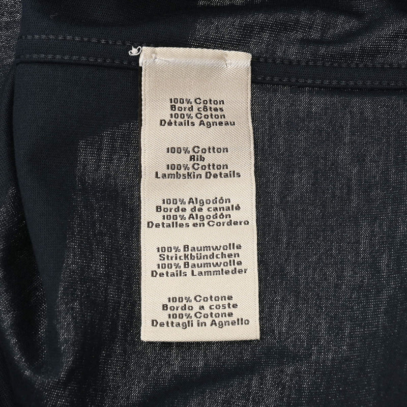 HERMES エルメス クールネック Tシャツ ミニレザーパッチ サイズL マリン メンズ コットン100％ 半袖シャツ 新品 銀蔵