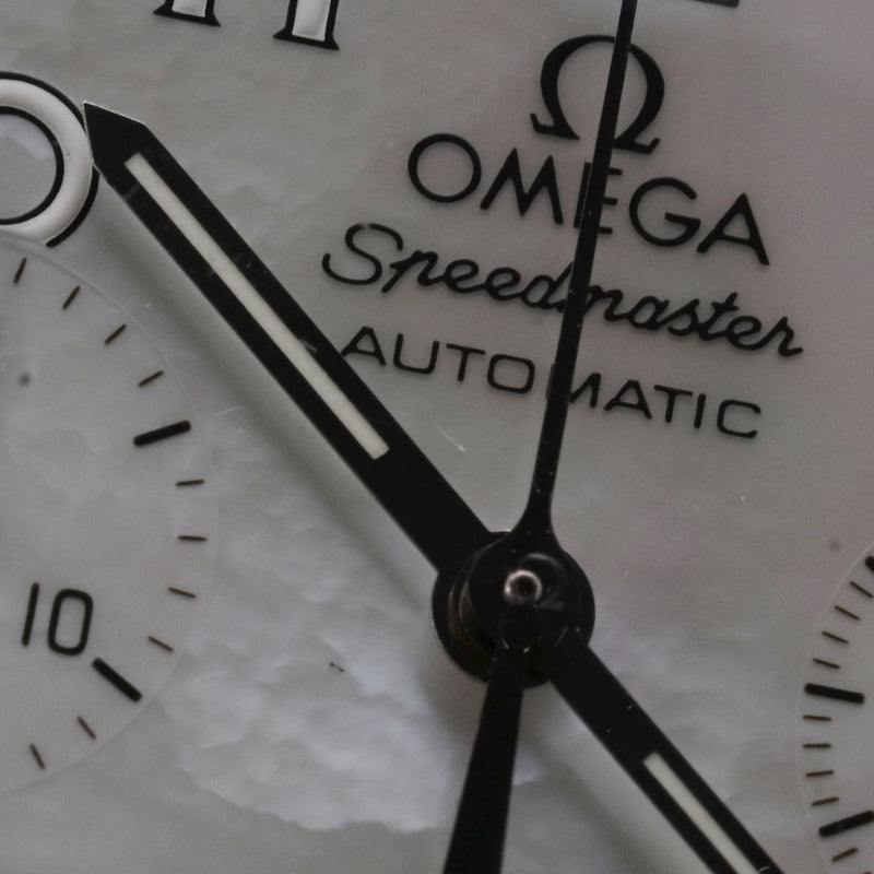OMEGA オメガ スピードマスター リデュースド ベゼルダイヤ 3815.70.56 メンズ SS/革 腕時計 自動巻き ホワイトシェル文字盤 Aランク 中古 銀蔵