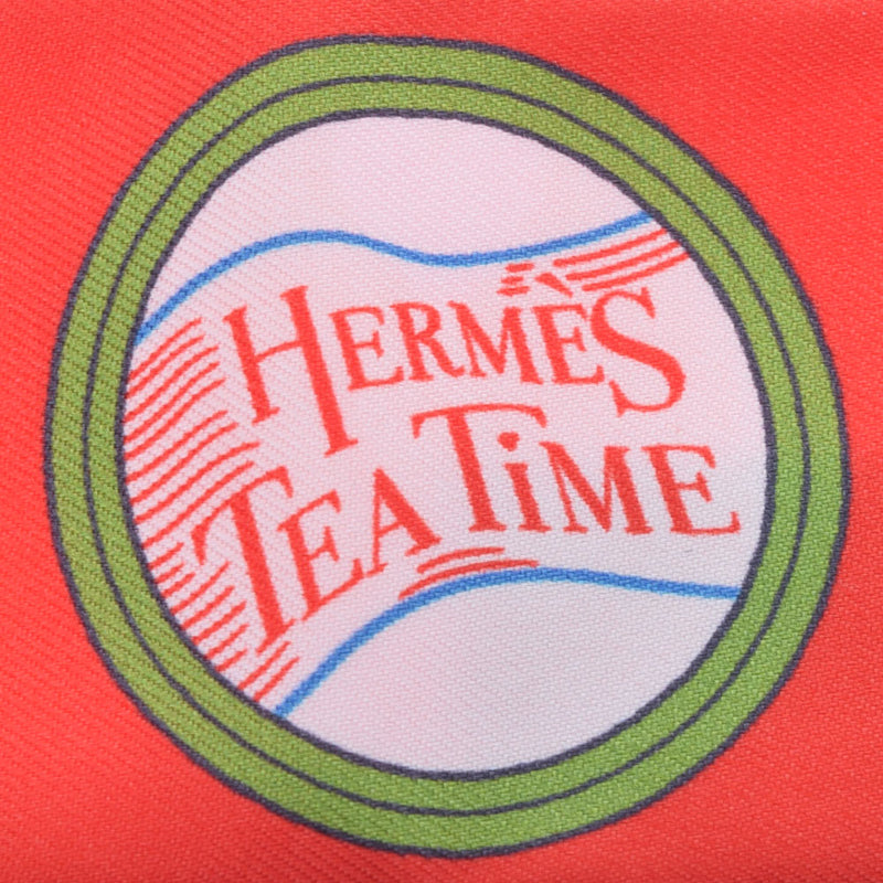 HERMES エルメス ツイリー ティータイム 新タグ 赤 レディース シルク100％ スカーフ 未使用 銀蔵