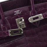 HERMES エルメス バーキン 25 アメジスト パラジウム金具 □R刻印(2014年頃) レディース ニロティカス ハンドバッグ ABランク 中古 銀蔵