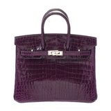 HERMES エルメス バーキン 25 アメジスト パラジウム金具 □R刻印(2014年頃) レディース ニロティカス ハンドバッグ ABランク 中古 銀蔵