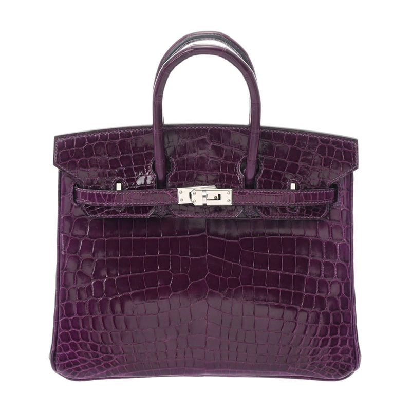HERMES エルメス バーキン 25 アメジスト パラジウム金具 □R刻印(2014年頃) レディース ニロティカス ハンドバッグ ABランク 中古 銀蔵
