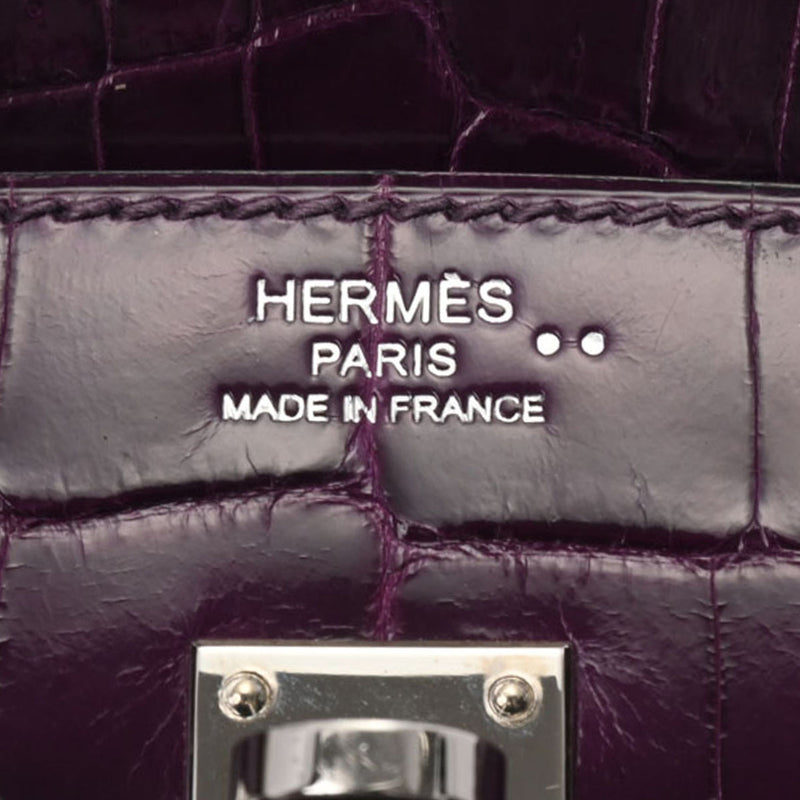 HERMES エルメス バーキン 25 アメジスト パラジウム金具 □R刻印(2014年頃) レディース ニロティカス ハンドバッグ ABランク 中古 銀蔵