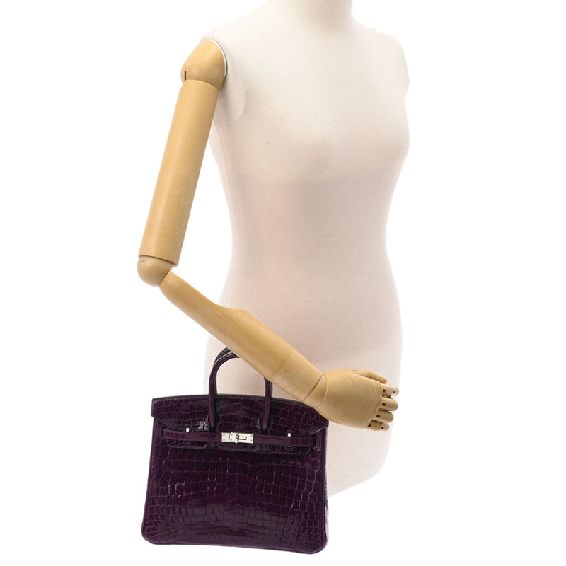 HERMES エルメス バーキン 25 アメジスト パラジウム金具 □R刻印(2014年頃) レディース ニロティカス ハンドバッグ ABランク 中古 銀蔵