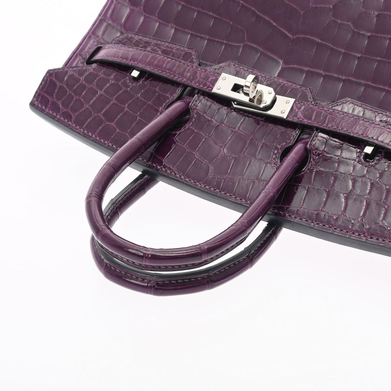 HERMES エルメス バーキン 25 アメジスト パラジウム金具 □R刻印(2014年頃) レディース ニロティカス ハンドバッグ ABランク 中古 銀蔵