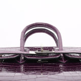 HERMES エルメス バーキン 25 アメジスト パラジウム金具 □R刻印(2014年頃) レディース ニロティカス ハンドバッグ ABランク 中古 銀蔵