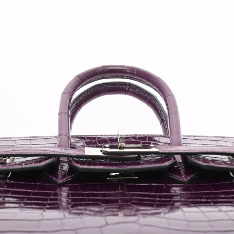 HERMES エルメス バーキン 25 アメジスト パラジウム金具 □R刻印(2014年頃) レディース ニロティカス ハンドバッグ ABランク 中古 銀蔵