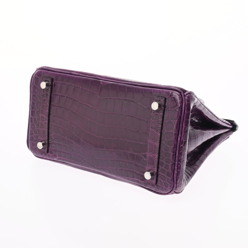 HERMES エルメス バーキン 25 アメジスト パラジウム金具 □R刻印(2014年頃) レディース ニロティカス ハンドバッグ ABランク 中古 銀蔵