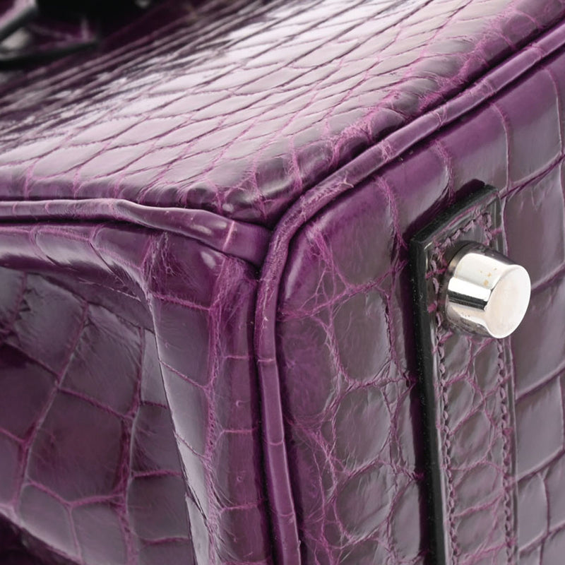 HERMES エルメス バーキン 25 アメジスト パラジウム金具 □R刻印(2014年頃) レディース ニロティカス ハンドバッグ ABランク 中古 銀蔵