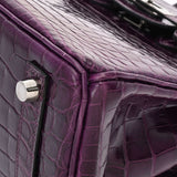 HERMES エルメス バーキン 25 アメジスト パラジウム金具 □R刻印(2014年頃) レディース ニロティカス ハンドバッグ ABランク 中古 銀蔵