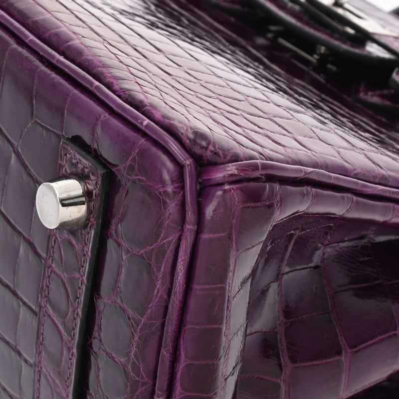 HERMES エルメス バーキン 25 アメジスト パラジウム金具 □R刻印(2014年頃) レディース ニロティカス ハンドバッグ ABランク 中古 銀蔵