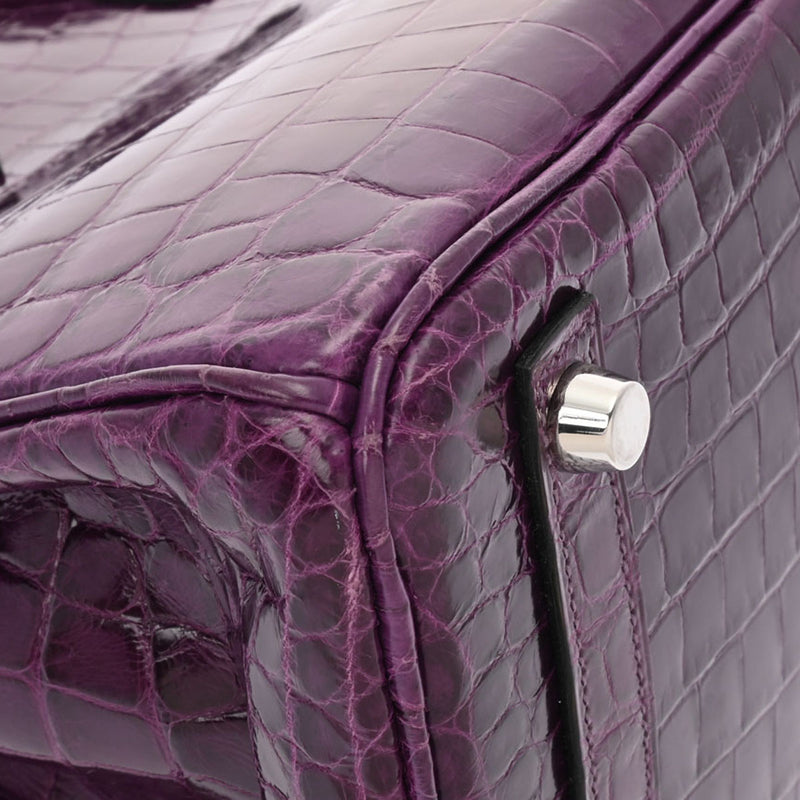 HERMES エルメス バーキン 25 アメジスト パラジウム金具 □R刻印(2014年頃) レディース ニロティカス ハンドバッグ ABランク 中古 銀蔵