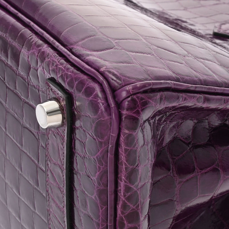 HERMES エルメス バーキン 25 アメジスト パラジウム金具 □R刻印(2014年頃) レディース ニロティカス ハンドバッグ ABランク 中古 銀蔵
