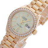 ロレックス デイトジャスト 28 ダイヤベゼル 279138RBR ランダム番 グリーン レディース 腕時計 自動巻き 中古 銀蔵