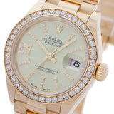 ロレックス デイトジャスト 28 ダイヤベゼル 279138RBR ランダム番 グリーン レディース 腕時計 自動巻き 中古 銀蔵