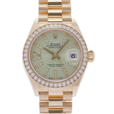 ロレックス デイトジャスト 28 ダイヤベゼル 279138RBR ランダム番 グリーン レディース 腕時計 自動巻き 中古 銀蔵