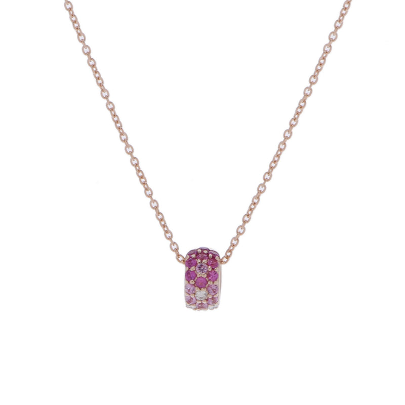 Ponte Vecchio ポンテヴェキオ ロトンド  ピンクサファイア 0.12ct  ダイヤ0.03ct - - レディース K18ピンクゴールド ネックレス Aランク 中古 銀蔵