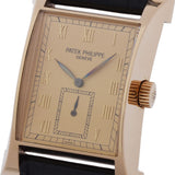 PATEK PHILIPPE パテックフィリップ パゴダ 5500J-001 メンズ YG/革 腕時計 手巻き ゴールド文字盤 Aランク 中古 銀蔵