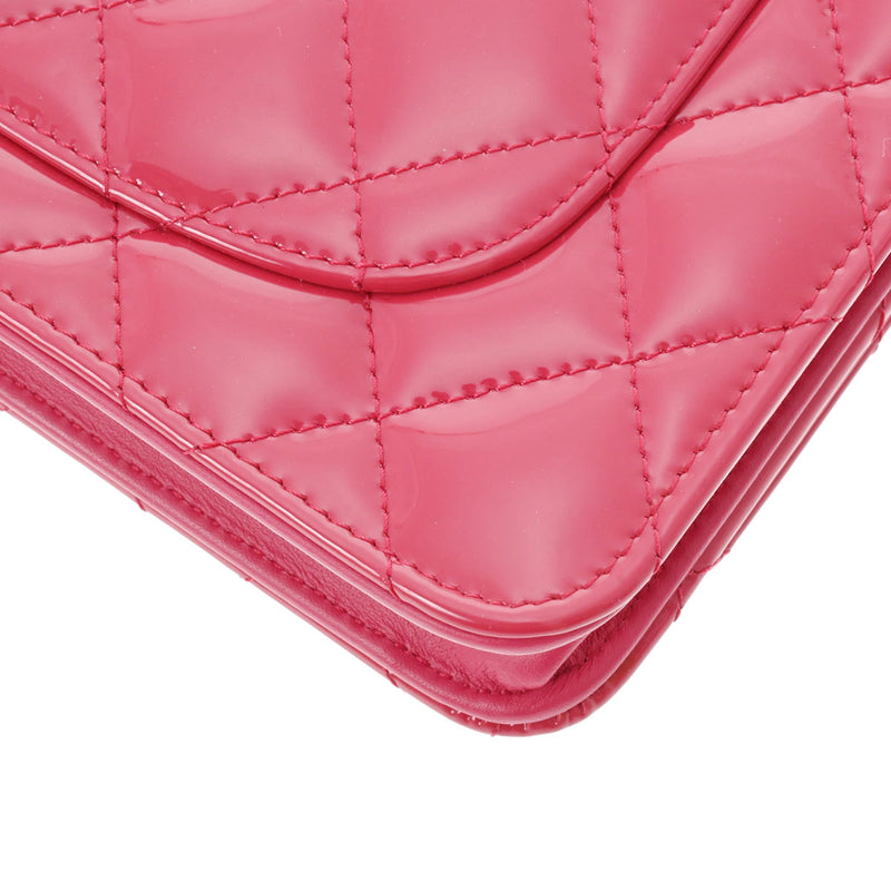 CHANEL シャネル 2.55 マトラッセ チェーンウォレット 2.55 ピンク シルバー金具 レディース エナメル ショルダーバッグ 新同 中古 銀蔵